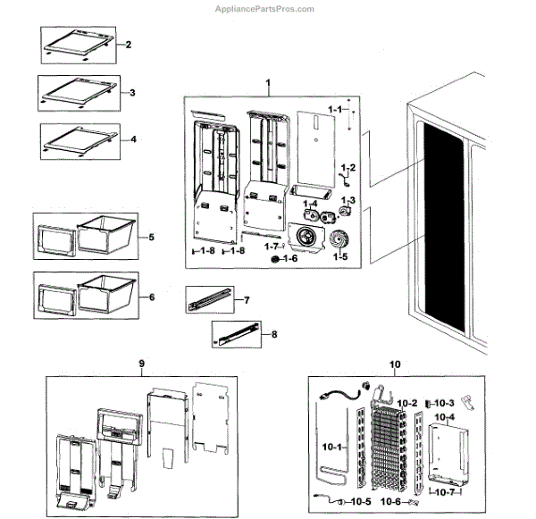 Parts for Samsung RS267TDRS/XAA0000 Freezer Assy Parts