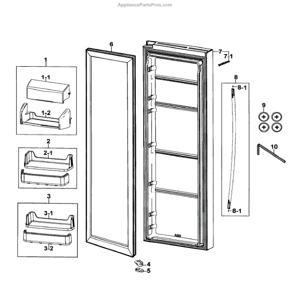 Parts for Samsung RS267TDRS/XAA0000 Refrigerator Door Parts