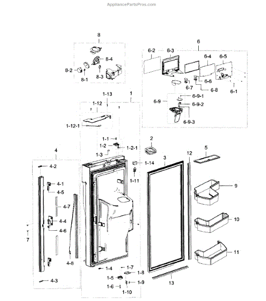 Parts for Samsung RF32FMQDBSR/AA0000 Door LtFridge Parts