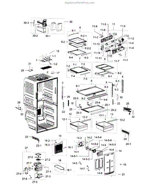 Parts for Samsung RF32FMQDBSR/AA0000 Refrigerator Parts
