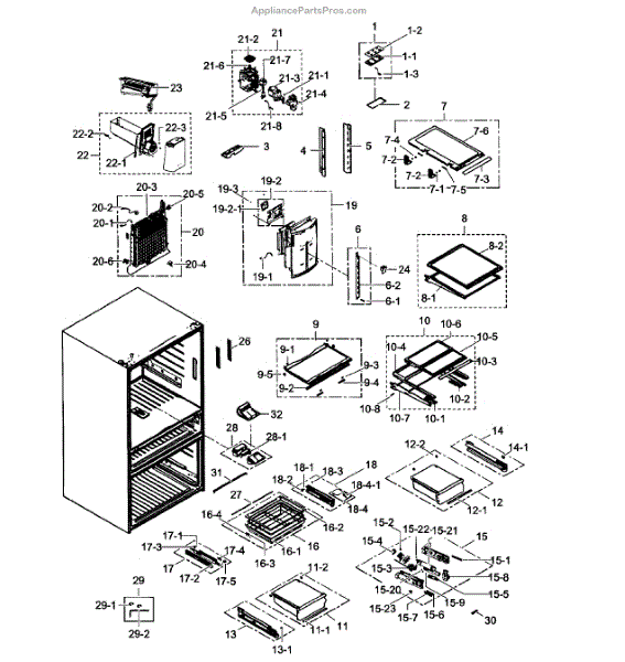 Parts for Samsung RF31FMESBSR/AA-0001: Refrigerator Parts ...