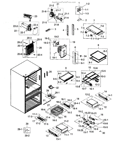 Parts for Samsung RF31FMEDBSR/AA0001 Refrigerator Parts