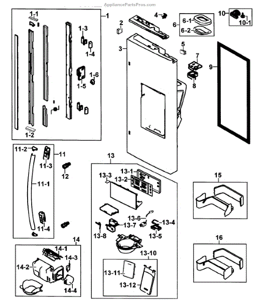 Parts for Samsung RF263BEAESR/AA-0000: Left Door Parts