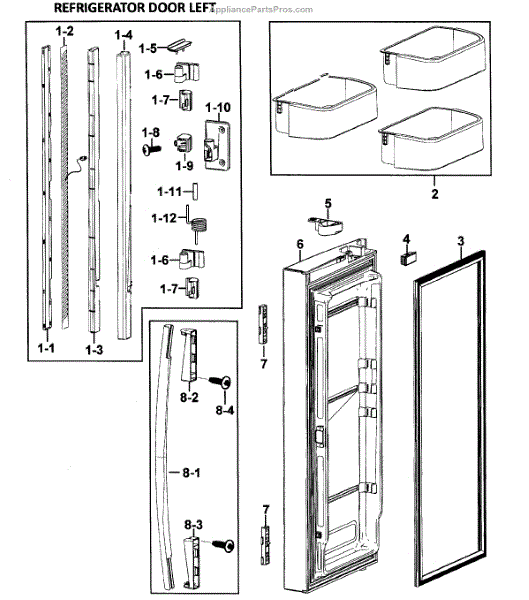 Parts for Samsung RF266AABP/XAA-0000: Left Door Parts