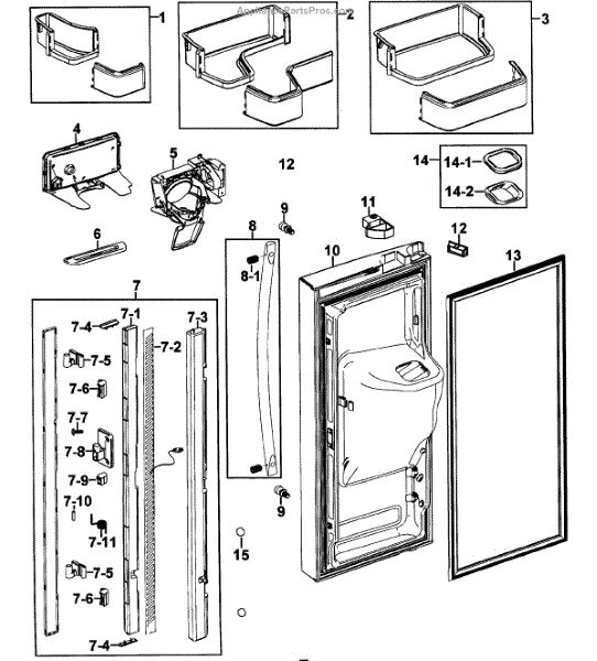 Parts for Samsung RFG237AARS/XAA0000 Left Door Parts
