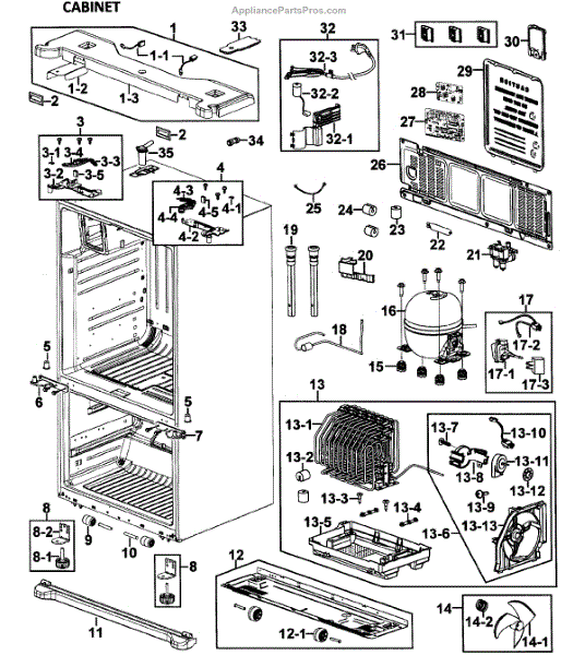 Parts for Samsung RF26VABBP/XAA-0000: Cabinet Assy Parts ...