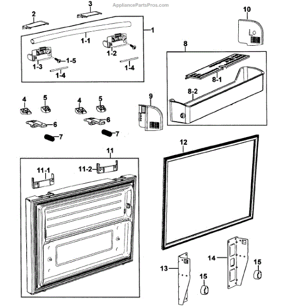 Parts for Samsung RF267ABRS/XAA-0000: Freezer Door Parts