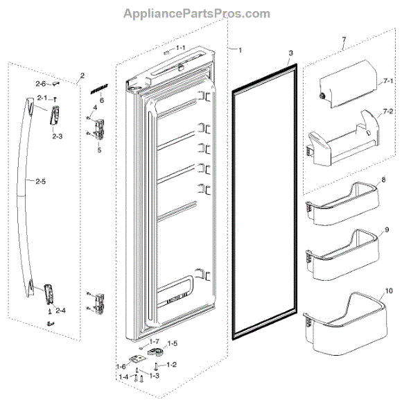 Parts for Samsung RF217ACBP/XAA Refrig R Door Parts