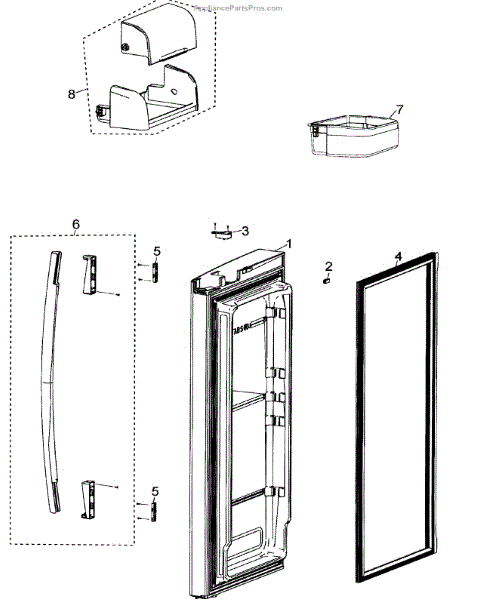 Parts For Samsung Rf26xaersxaa Right Door Parts 8366