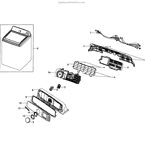 Parts for Samsung WA50F9A6DSW/A20001 Control Panel Parts