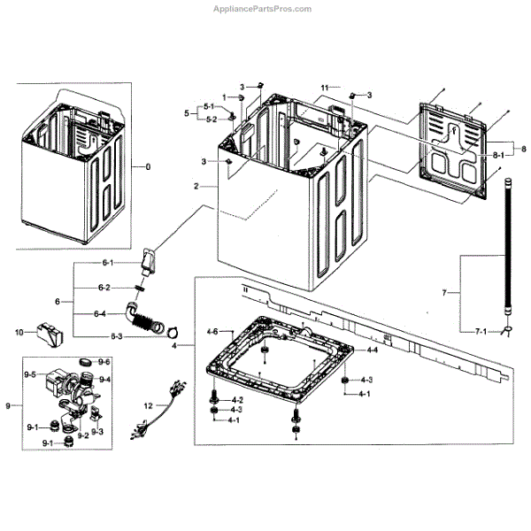 Parts for Samsung WA50F9A6DSW/A20001 Frame Assy Parts