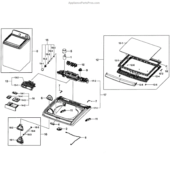 Parts for Samsung WA50F9A6DSW/A2-0001: Top Cover Assy Parts ...