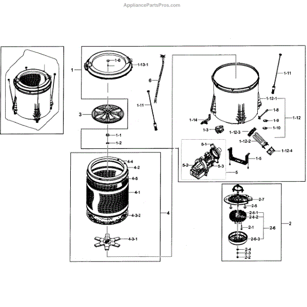 Parts for Samsung WA50F9A6DSW/A20001 Tub Assy Parts