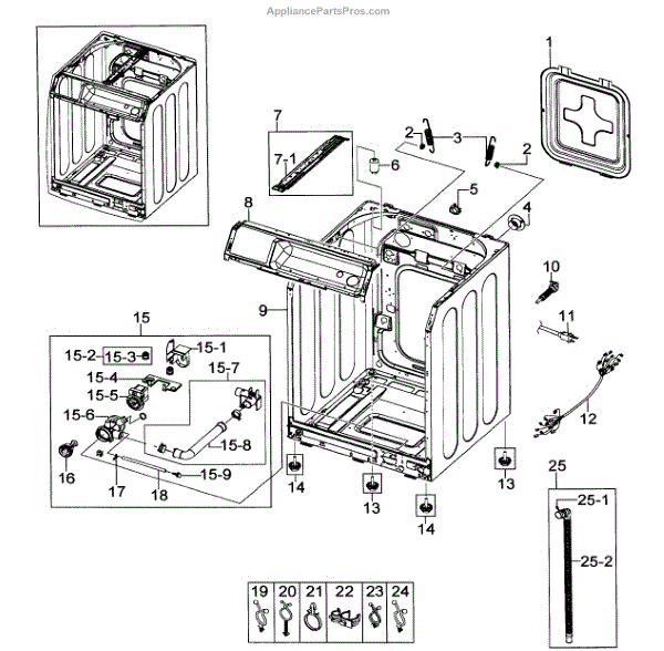 Parts for Samsung WF218ANB/XAA-0000: Cabinet Parts - AppliancePartsPros.com