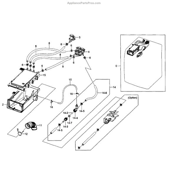 Parts for Samsung WF511ABW/XAA-0004: Drawer Housing Parts