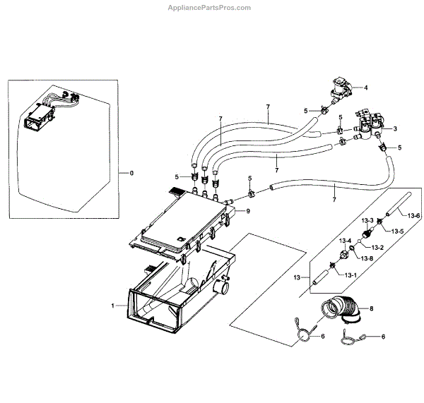 Parts for Samsung WF511ABW/XAA-0002: Drawer Housing Parts