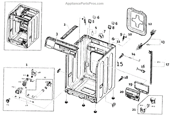Parts for Samsung WF350ANW/XAA: Cabinet Parts - AppliancePartsPros.com