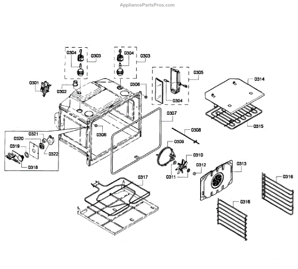 Parts for Bosch HBL8450UC/04 Oven Assembly Parts