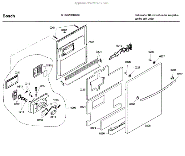 Parts for Bosch SHX46A05UC/36: Door Asy Parts - AppliancePartsPros.com