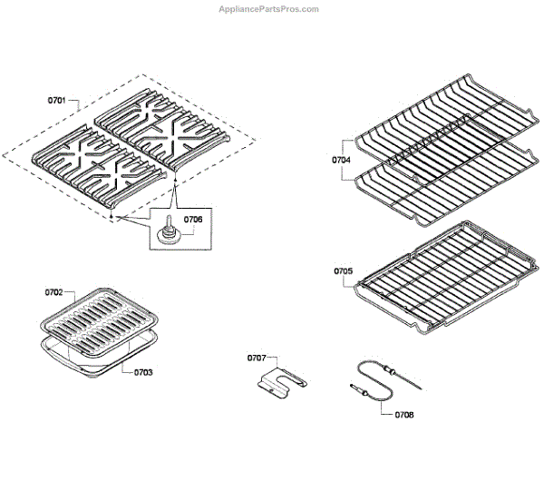 Parts for Bosch HGS7282UC/01 Grates / Shelfs Parts
