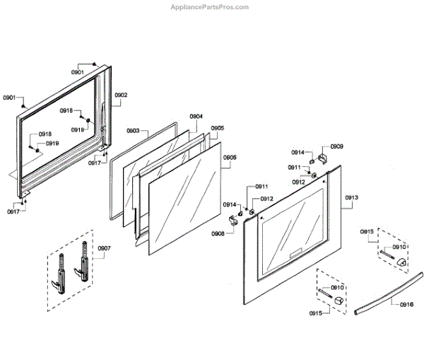 Parts for Bosch HBL5760UC/08 Oven Door Parts