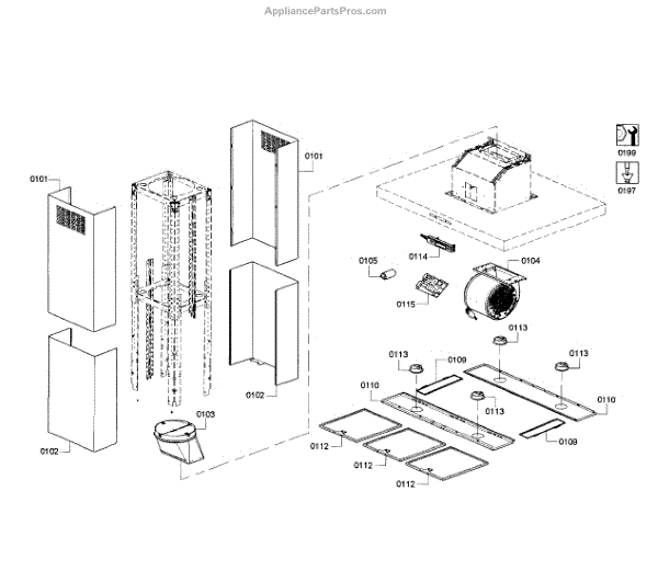 Parts for Bosch HIB82651UC/01 Range Hood Assembly Parts