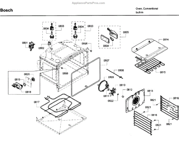 Parts For Bosch Hbl Uc Oven Cavity Parts Appliancepartspros Com