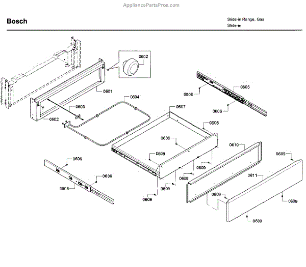Parts for Bosch HDI8054U/03 Drawer Parts