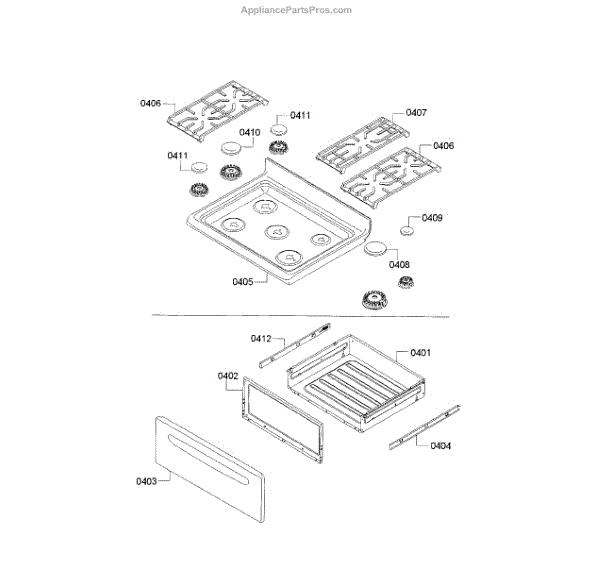 Parts for Bosch HGS3023UC/12 Cooktop & Drawer Parts