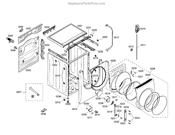 Parts for Bosch WFMC2201UC/02: Cabinet / Door Parts ...