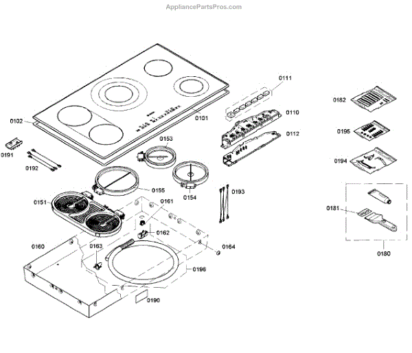 Parts for Bosch NET9652UC/01 Cooktop Parts