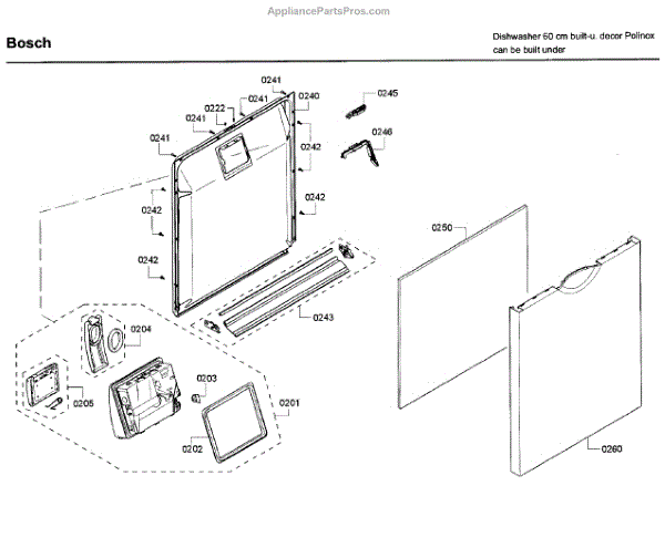 Parts For Bosch She3ar75uc 22: Door Parts - Appliancepartspros.com