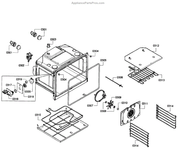 Parts for Bosch HBN5450UC/03 Oven Assembly Parts