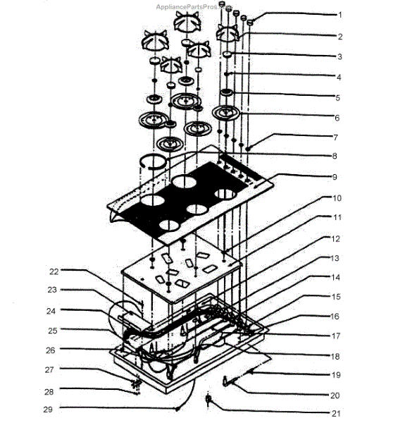 Parts for Dacor GGC365 Cooktop Parts