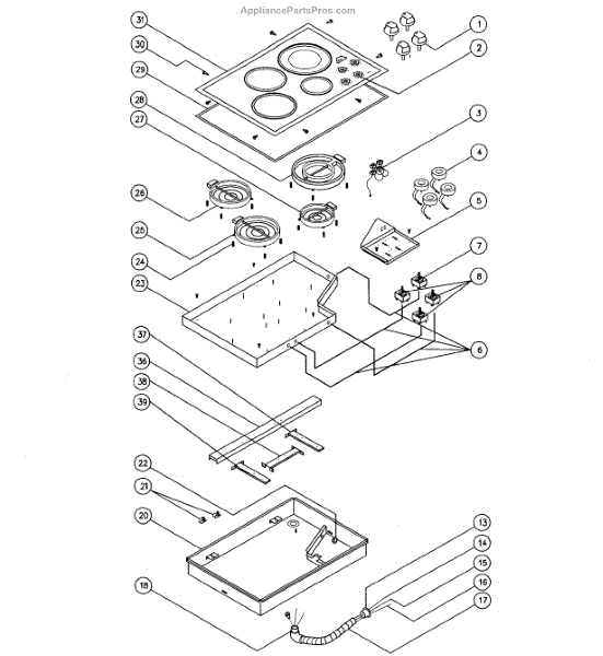 Parts for Dacor CER304BT Cooktop Parts