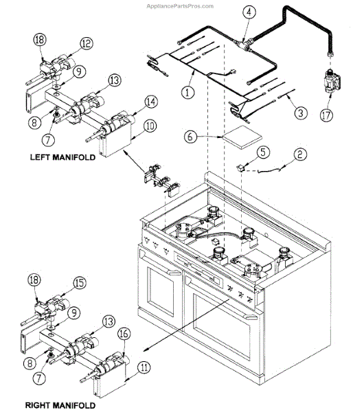 Parts for Dacor ER48DSCHNG Manifold Parts