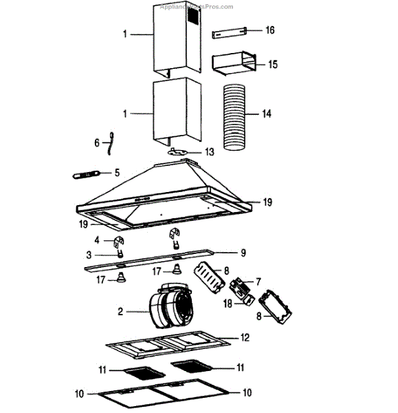 Parts for Broan EW5830SS Range Hood Parts