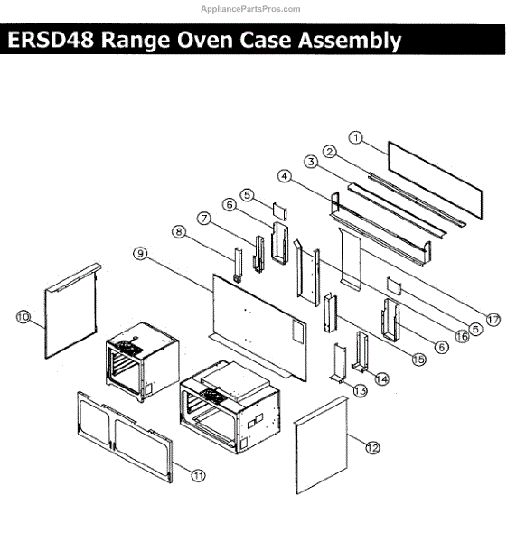 Parts for Dacor ERSD48LPH Oven Case Parts