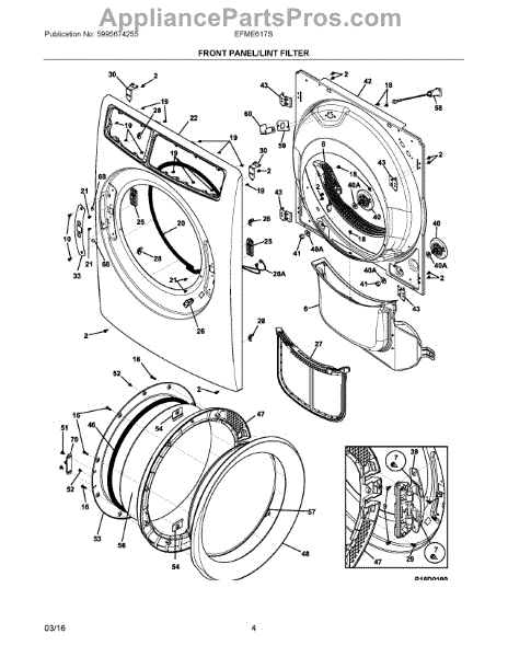 Parts for Electrolux EFME617STT0: Front Panel / Lint Filter Parts ...