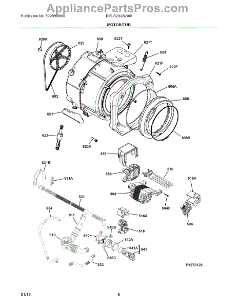 Parts For Electrolux Eifls20qsw00: Motor   Tub Parts 