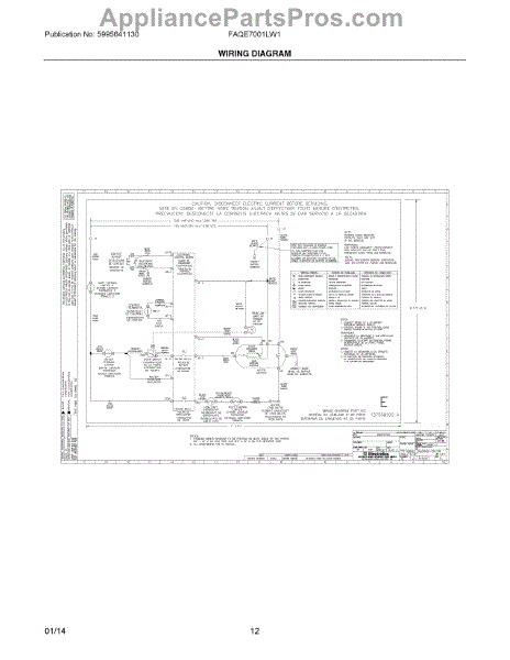 Parts for Frigidaire FAQE7001LW1: Wiring Diagram Parts ...