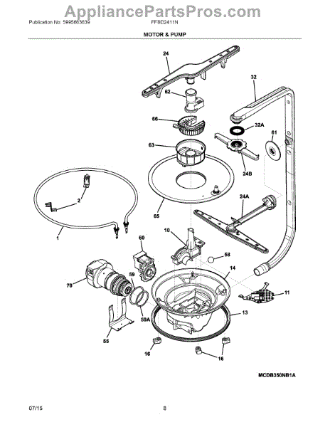 Parts for Frigidaire FFBD2411NS6B: Motor & Pump Parts