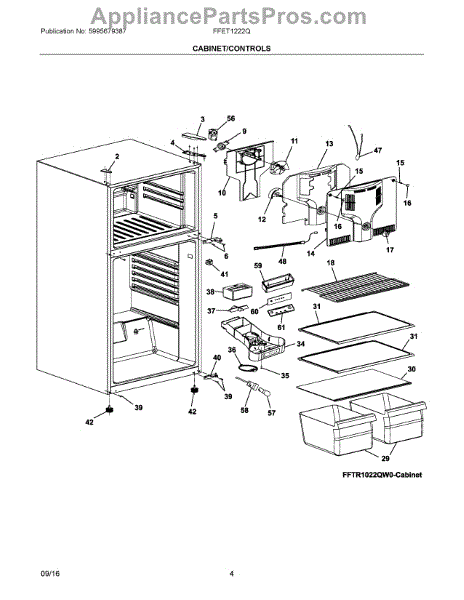 Parts for Frigidaire FFET1222QW0: Cabinet / Controls Parts ...