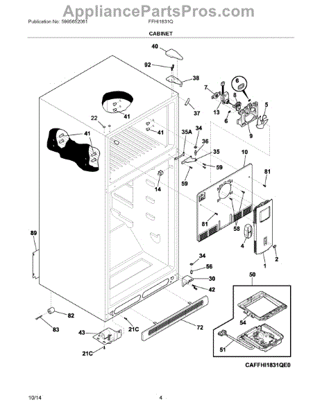 Parts for Frigidaire FFHI1831QE0: Cabinet Parts - AppliancePartsPros.com