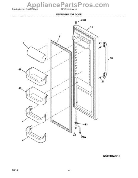 Parts for Frigidaire FFHS2611LWHA: Refrigerator Door Parts ...