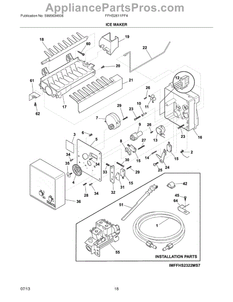 Parts for Frigidaire FFHS2611PF4: Ice Maker Parts - AppliancePartsPros.com