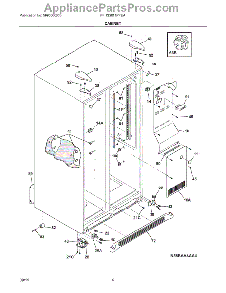 Parts for Frigidaire FFHS2611PFEA: Cabinet Parts - AppliancePartsPros.com