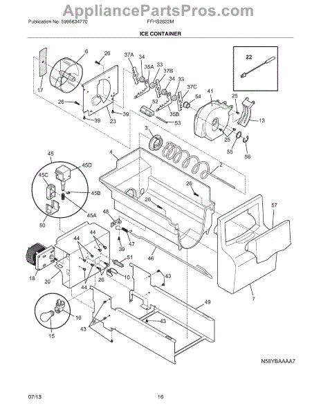 Parts for Frigidaire FFHS2622MWD: Ice Container Parts ... frost diagram for chlorine 