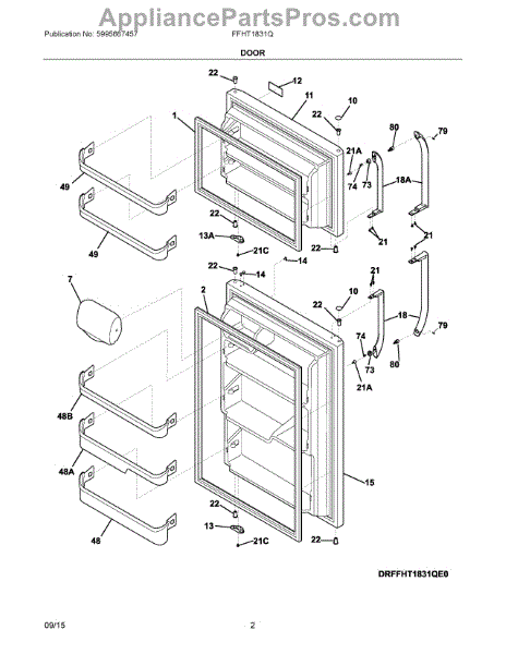 Parts for Frigidaire FFHT1831QP2: Door Parts - AppliancePartsPros.com