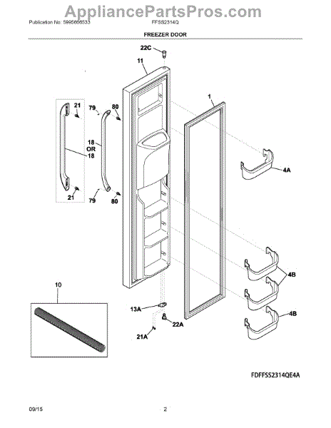 Parts For Frigidaire Ffss2314qe7a Freezer Door Parts 2032